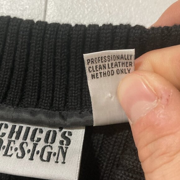 Chico's Design - Black Polyester and Leather Zippered Jacket - RN 79984 - Picture 8 of 10